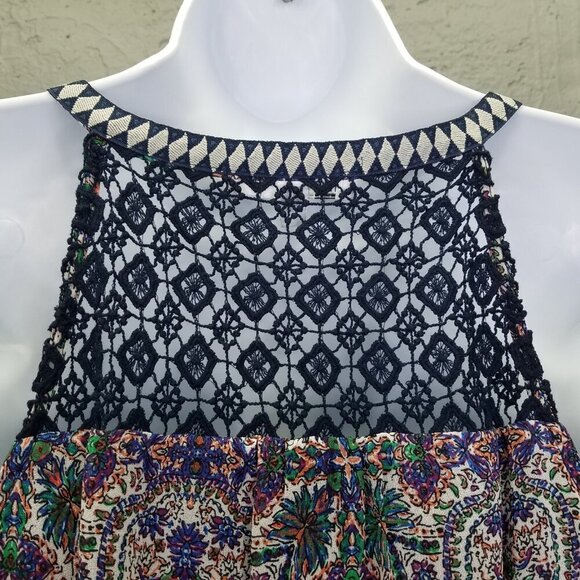 DR2 Daniel Rainn Maxi Dress Sm Sleeveless Boho Lace Yolk Blue Purple Sheer Lined - Picture 11 of 16